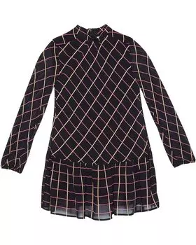 Платье MILLY MINIS Rori Windowpane Chiffon Dress, цвет Pink Multi