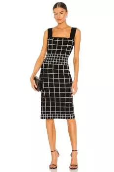 Платье MILLY Windowpane Column, цвет Black & White