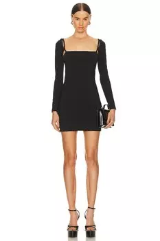 Платье мини Alexander Wang Long Sleeve With Logo And Elastic Straps, черный