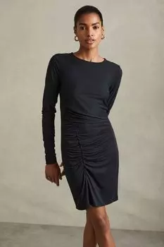 Платье мини Allie из джерси со сборками Reiss, черный