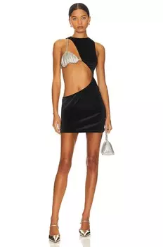 Платье мини AMOR MIA Lovestruck Velvet, цвет Black & Silver