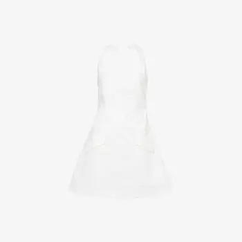 Платье мини Amy Lynn из хлопкового поплина с запахом расклешенное, белый