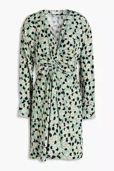 Платье мини Angele со сборками и принтом SANDRO, зеленый