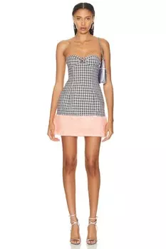 Платье мини Area Faux Fur Trim Strapless, цвет Lilac Multi