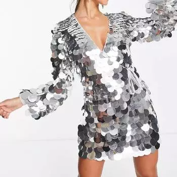 Платье мини Asos Design, серебристый