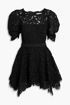 Платье мини Beverly с атласной отделкой и кружевом SIMKHAI, черный