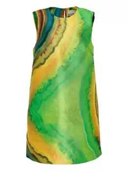 Платье мини без рукавов с принтом ALEMAIS, зеленый