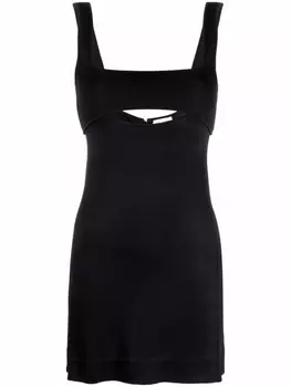 Платье мини без рукавов с вырезом Saint Laurent, черный