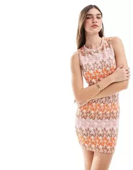 Платье мини без рукавов Vila с фактурным принтом со звездами