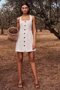 Платье мини Caprice с овальным вырезом Forever New, белый