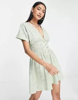 Платье мини чайного цвета с пуговицами ASOS DESIGN