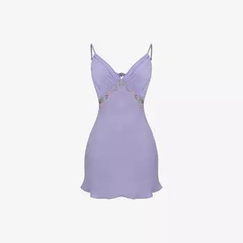 Платье мини Christa из крепа и атласа с цветочной вышивкой House Of Cb, лавандовый