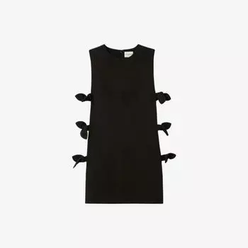 Платье мини Claudie Pierlot без рукавов с вышитым бантом, черный