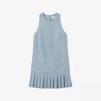 Платье мини Claudie Pierlot из денима с добавлением льна и плиссированным подолом, синий