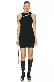 Платье мини Coperni Asymmetrical Knit, черный