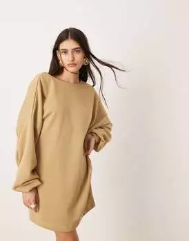 Платье мини цвета хаки из джерси с круглым вырезом и открытой спиной ASOS EDITION