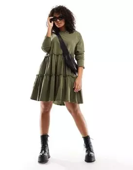 Платье мини цвета хаки с длинными рукавами и длинными рукавами River Island