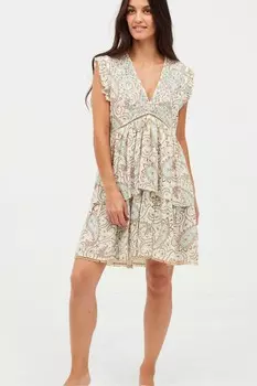 Платье мини цвета слоновой кости/мини с принтом пейсли Catarina Nkn Nekane, синий