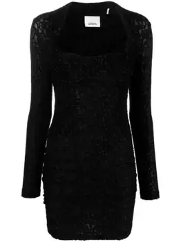 Платье мини Dilia с длинными рукавами и кружевом ISABEL MARANT, черный