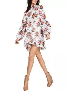 Платье-мини для женщин Juniors с оборками и прозрачным узором Kit & Sky, слоновая кость/розовый/фиолетовый