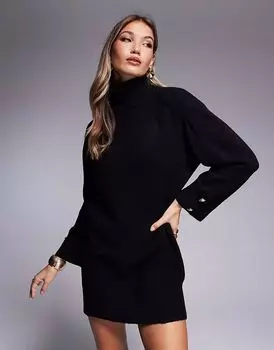 Платье-мини-джемпер River Island с водолазкой черного цвета