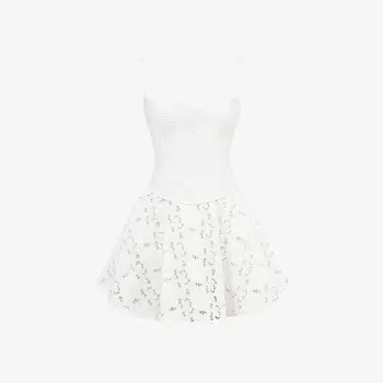 Платье мини Elara из английской вышивки с вышивкой House Of Cb, белый