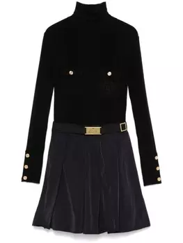 Платье мини Elisabetta Franchi с вышитым логотипом, черный