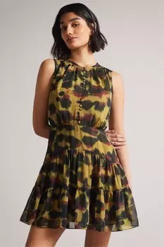 Платье мини Elvinia на пуговицах с животным принтом Ted Baker, коричневый