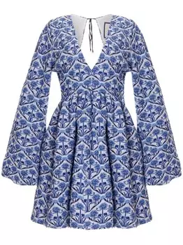 Платье мини Felicia Ventura с вышивкой Agua By Agua Bendita, синий