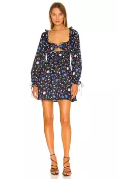 Платье мини For Love & Lemons Lexy Long Sleeve, черный