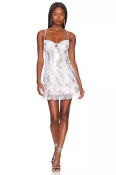Платье мини For Love & Lemons Opal, серебряный