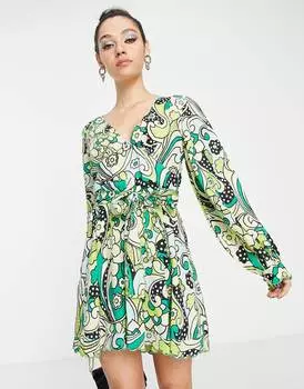 Платье мини-футляр мини с поясом и цветочным принтом ASOS DESIGN