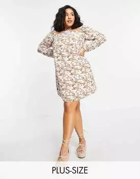 Платье мини-футляра Fashion Union с цветочным принтом в стиле ретро и завязывающимся воротником