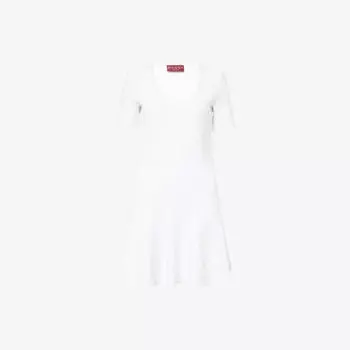 Платье мини Gucci Monogram с плиссировкой вязаное, белый