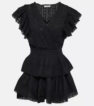 Платье мини Gwen из хлопка LOVESHACKFANCY, черный