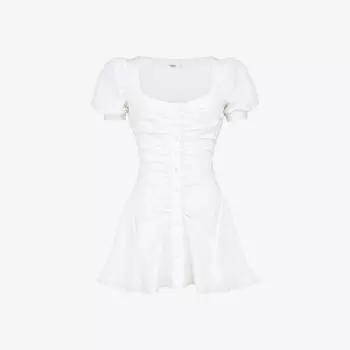 Платье мини Hameda из эластичной ткани с объемными рукавами House Of Cb, белый