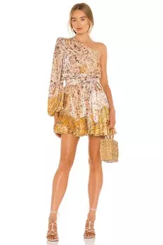 Платье мини HEMANT AND NANDITA Kalon One Shoulder Belted, цвет White & Cyber