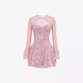 Платье мини House Of Cb Алис с кружевным вырезом "сердечко", розовый
