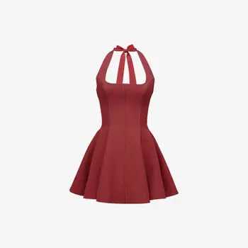 Платье мини House Of Cb Loulette из стрейч-крепа на бретелях с бантом, красный