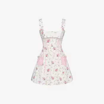 Платье мини House Of Cb Marianella из эластичного хлопка с цветочным принтом, бежевый