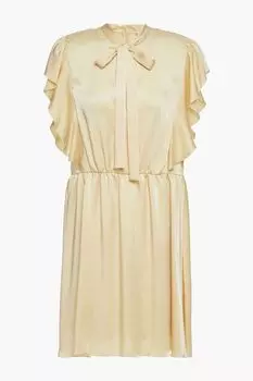 Платье мини из атласного крепа с бантом и оборками REDVALENTINO, желтый