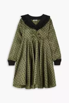 Платье мини из атласного твила в горошек BATSHEVA, зеленый