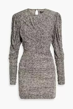 Платье мини из джерси Ghita со сборками и принтом ISABEL MARANT, черный