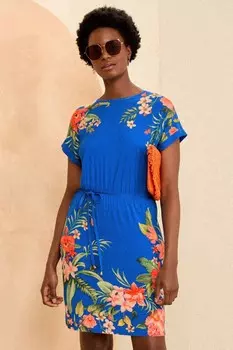 Платье мини из джерси с круглым вырезом Love & Roses, синий