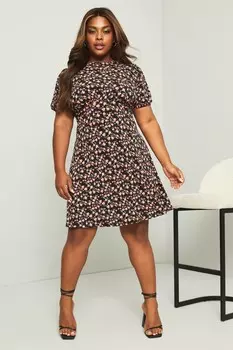 Платье мини из джерси с рукавами фонариками под грудью Lipsy, розовый