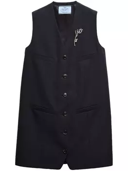 Платье мини из габардина Prada, синий