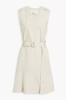 Платье мини из хлопкового поплина с поясом 3.1 PHILLIP LIM, серый