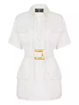 Платье мини из канваса BALMAIN, белый