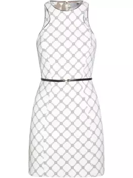 Платье мини из крепа Elisabetta Franchi с ромбовидным принтом, белый