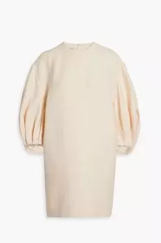 Платье мини из крепа из шерсти и шелка VALENTINO GARAVANI, кремовый
